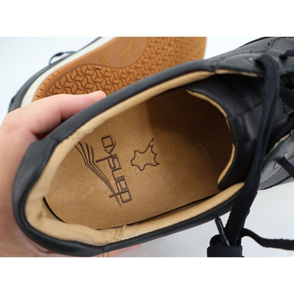 Dansko Josie Sneaker Womens Size 41 10.5 Black Nappa Leather Lace Up Comfy Shoes - Picture 9 of 11